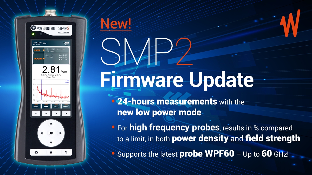 New firmware available for the SMP2. Up to 24-hour measurements. Range up to 60 GHz!